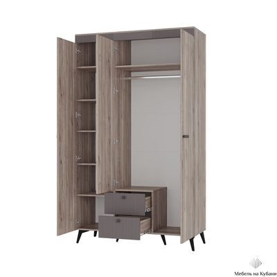 Кассандра ШК-08 шкаф 3-х створчатый Дуб смоки/Дуб смоки, MF-14