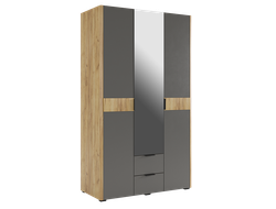 Спальня АДАМ - Шкаф трехдверный с зеркалом Дуб Крафт Золотой/Графит