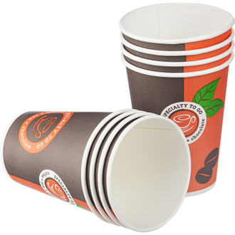 Стакан одноразовый бумажный однослойный d-90мм 300мл Coffee-to-Go 50 штук в упаковке