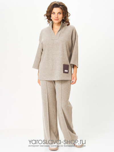 Женский 2-х предметный трикотажный костюм, состоящий из туники и брюк