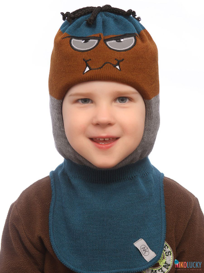 Шапка-шлем  19101-06, цвет сине-морской,горчичный, р. 48-50