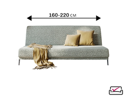 Чехол на 3х местный диван Без подлокотников , диван-книжку, диван Клик-кляк  Жаккард Вензель Серый. Россия