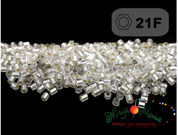 Toho Hexagon 11/0 21F Silver-Lined Frosted Crystal