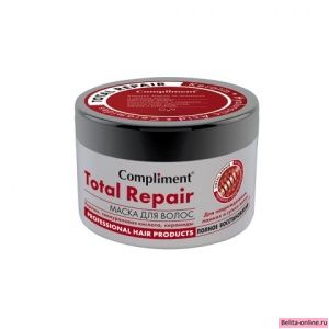 Compliment Маска для волос Total Repair с кератином, гиалуроновой кислотой, керамидами,  для поврежденных, ломких и сухих волос Полное восстановление 500мл арт.798474