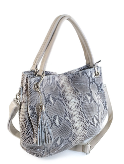 (Артикул: 9273/1/52) СУМКА  ЖЕНСКАЯ, СРЕДНЕГО РАЗМЕРА, НАТУРАЛЬНАЯ КОЖА С ЛАЗЕРНОЙ ОБРАБОТКОЙ, В БЕЖЕВО-СЕРЫХ ТОНАХ, С ПЛЕЧЕВЫМ РЕМНЕМ