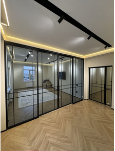 перегородка раздвижная стекло графит