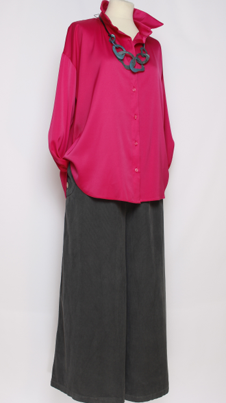 РУБАШКА БОХО "ШЁЛК  КЛАССИКА" синяя р.48,50,54, малахит р.48,50,52,54, фуксия р.48,50,52