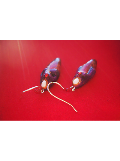 Серьги-капли &quot;Славянская Колдунья&quot; из холодного фарфора и чешского бисера