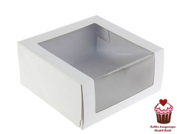 Коробка для торта белая с окном 18х18х10 см