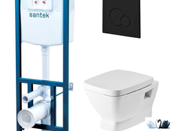 ПЭК Santek Нео 1.WH50.1.776: Инсталляция, прямоугольный унитаз, кнопка смыва черная купить у Marysя
