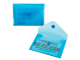 Папка-конверт с кнопкой МАЛОГО ФОРМАТА (74х105 мм), А7 (для дисконтных, банковских карт, визиток) прозр, синяя, 0,18 мм, BRAUBERG, 227323