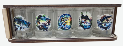 Набор стопок 5 шт. «Рыбалка» в подарочном боксе