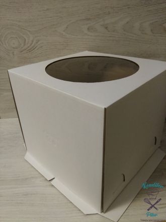 Коробка для торта с окном 240*240*220 мм, усиленная