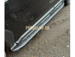 Пороги алюминиевые с пластиковой накладкой (карбон черные) 1720 мм ТСС для Haval H3 2024-