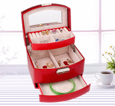 Шкатулка трехярусная автоматическая для ювелирных украшений, 15х13х12см (5 цветов)