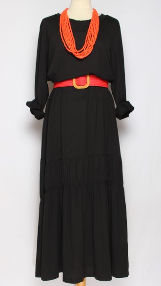 ПЛАТЬЕ "Оборка" ТРИКОТАЖНОЕ чёрное