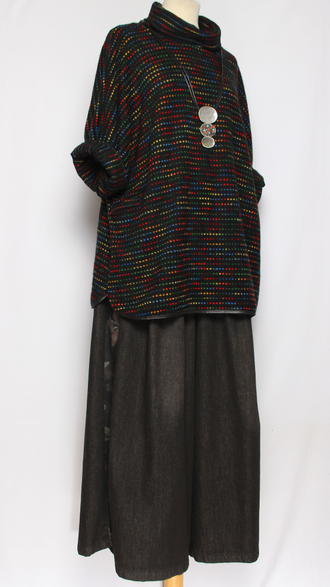 ДЖЕМПЕР БОХО "КИМОНО" пёстрый т.хаки, черный, графит, джинс до р.56