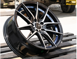 Комплект дисков R16 7,0J ET+40 5*100 Shogun RF-X Черный с полированными лучами и синим ободом (S219)