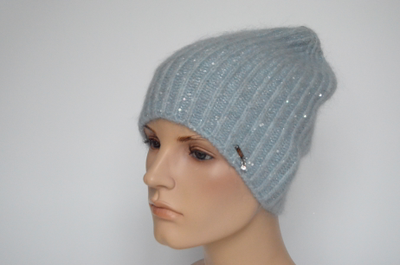 Голубая вязаная шапка зимняя Vizio Италия 8070 CLO