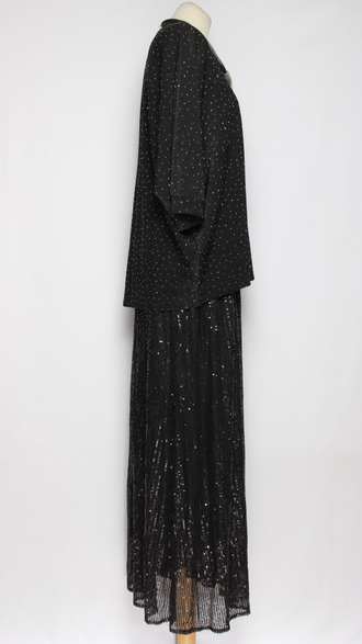 Юбка  трикотажная "Пайетки" черная\серебро р.54,56,58,60, черная\черная р.58