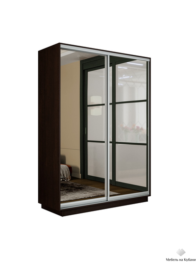 Экспресс шкаф-купе 2-х дверный (Зеркало) 1,2х2,2м Белый, Анкор светлый, Сонома, Ясень шимо светлый, Крафт табачный, Серый диамант, Бетон, Венге, Кашемир