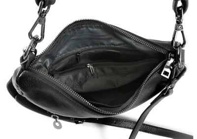 (АРТИКУЛ: 8333/22) СУМКА ЖЕНСКАЯ, НЕБОЛЬШАЯ, НАТУРАЛЬНАЯ КОЖА, ЧЕРНАЯ, С ДЕКОРАТИВНЫМИ НАРУЖНЫМИ КАРМАНАМИ, С ПЛЕЧЕВЫМ РЕМНЕМ