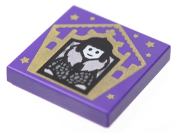 Tile 2 x 2 with Groove with HP Chocolate Frog Card Olympe Maxime Pattern, Dark Purple (3068bpb1738 / 6342521)