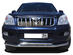 Защита переднего бампера двойная d60/42 для Toyota Land Cruiser Prado 120 (2003-2009)