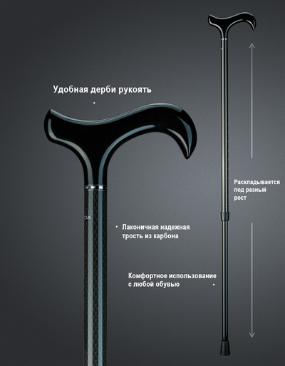 Телескопическая трость из карбона "Ольденбург"