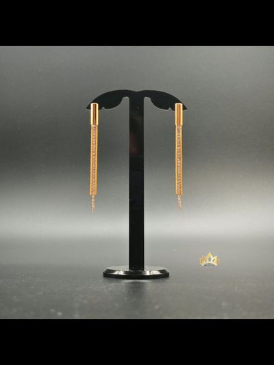 Длинные серьги из цепочек с кристаллами в золотом оттенке 7,5см