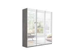 Шкаф-купе 3-х дверный «Траст» 2100 Бетон, Зеркало/Зеркало/Зеркало