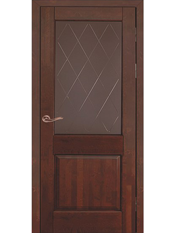 Дверь массив ольхи Элегия 2 античный орех остекленная