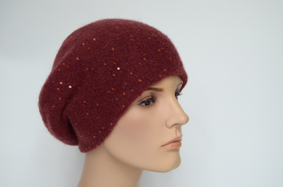 Вязаный бордовый берет женский Италия Визио