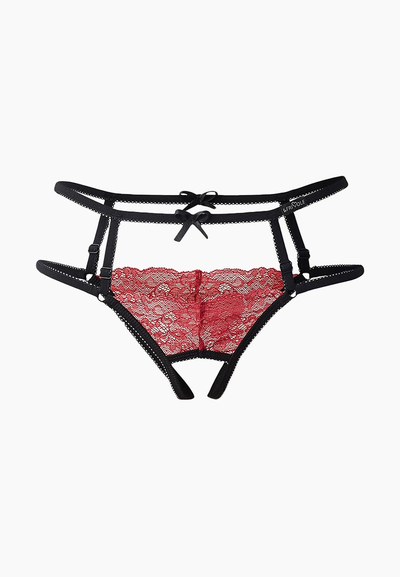 04328  Интригующие красные трусики с доступом и лентами Le Frivole