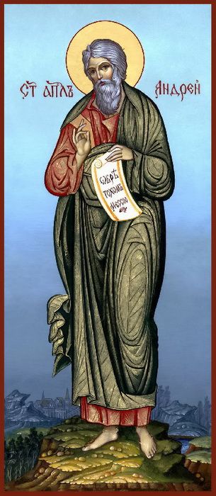Андрей Первозванный, святой апостол, священномученик. Рукописная мерная икона.