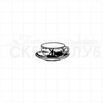 Штамп для скрапбукинга фарфоровая чашечка с мельницей в росписи
