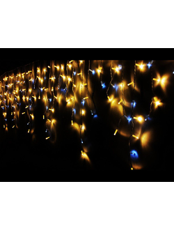 Гирлянда "Бахрома" светодиодная, диоды желтые  с эффектом мерцания, черный провод каучук