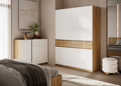 Бостон Лайт Шкаф ШК-004 (4-ств.) Дуб Крафт золотой / Белый (Гладкий)