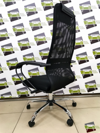 Кресло  METTA SU-BK130-8 ТКАНЬ ЧЕРНАЯ/К.ЗАМ ЧЕРНЫЙ КРЕСТОВИНА ХРОМИРОВАННАЯ