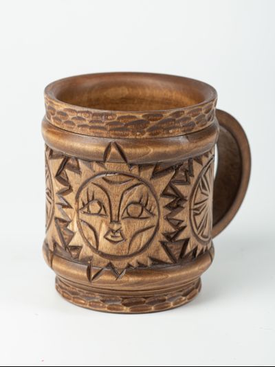 Кружка деревянная "Солнце Коло" 0,5л