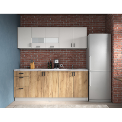 Кухонный гарнитур 2,0 ЛЕГЕНДА-10, белый снег/дуб крафт золотой