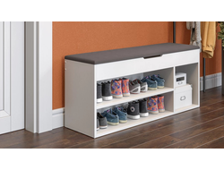 Тумба для обуви Тип 12 Белый Ясень/Велюр Серый