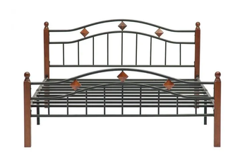 Кровать AT-126, 160*200 см (дерево гевея/металл, красный дуб/чёрный)