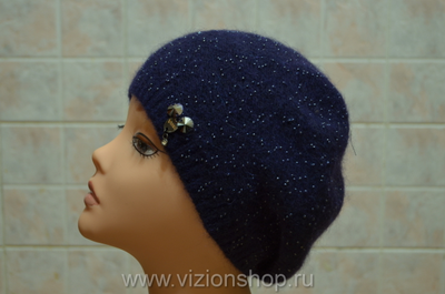 Берет с бусинками Vizio Италия 5503 синий