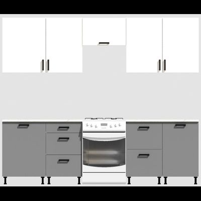 Кухня Эконом 2,1 метра (600х450х600х450) Цвет: Белый/Базальт