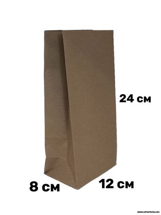 Крафт пакет Бурый (12 x 8 x 24 см) 50 гр/м
