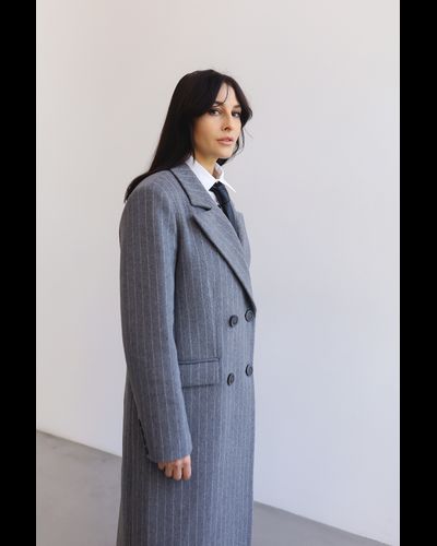 Пальто шерстяное в полоску