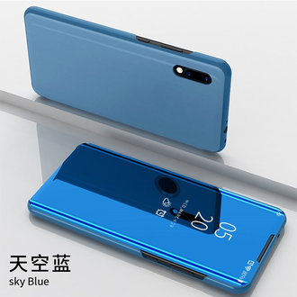 Зеркальный чехол-книжка для Xiaomi Redmi Note 8 (синий)