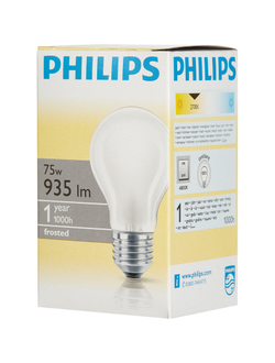 Электрическая лампа Philips стандартная/матовая 75W E27 FR/A55 (10/120)