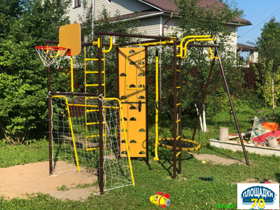 Детский уличный металлический комплекс 7 зеленый-желтый + гнездо 60 см